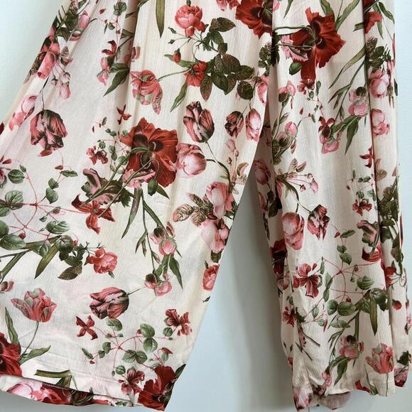 Sisters of the Tribe Women's Size 14 Red Pink Floral Jumpsuit Romantic Flowy - Picture 3 of 14